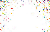 Colorful Confetti On Transparent Background. Celebration & Party. Vector