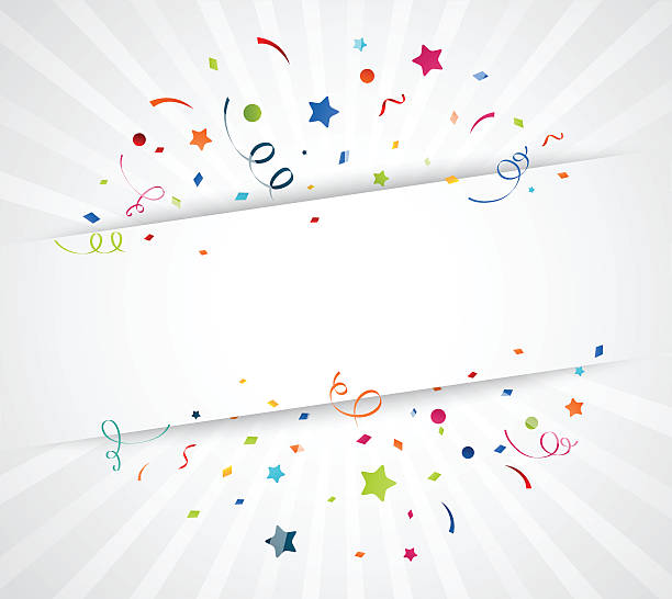 bunte konfetti auf weißem hintergrund - birthday bash stock-grafiken, -clipart, -cartoons und -symbole
