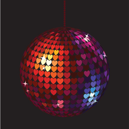 Colorful disco ball from hearts