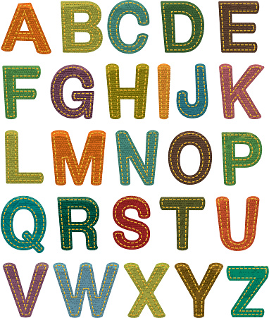 Colorful Fabric Alphabet Set With Stitching Stock Illustration ...