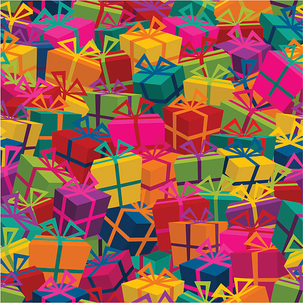 Colorful gifts with bows pattern vector art illustration