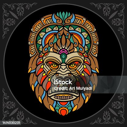 istock Colorful gorilla  arts isolated on black background 1414030231