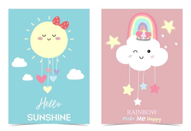 Colorful hand drawn cute card with...