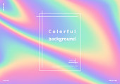 Colorful rainbow background with holographic effect. Bright vector illustration