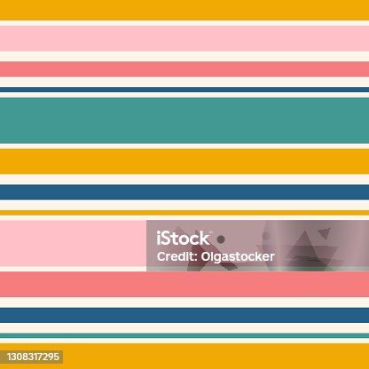 istock Colorful horizontal stripes seamless pattern. Simple funky vector texture 1308317295