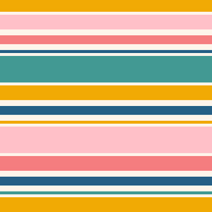 Colorful horizontal stripes seamless pattern. Simple funky vector texture