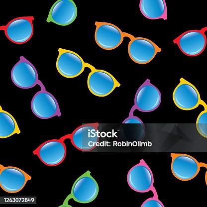 istock Colorful Horned Rimmed Eyeglasses Seamless Pattern 1263072849