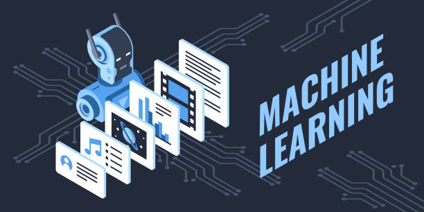 makine öğrenme sürecinin renkli illustration - machine learning stock illustrations