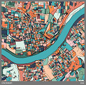 istock colorful Illustration style city map,Cincinnati city,USA 1324829505