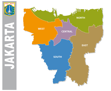 Colorful Jakarta Administrative And Political Map With Colorful Jakarta Administrative And Political Map With