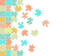 Colorful Jigsaw puzzle pieces background.