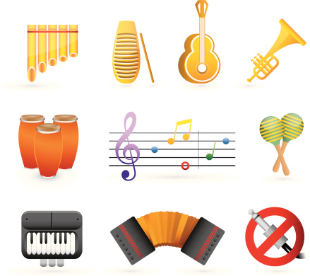 colorful latin music icon set