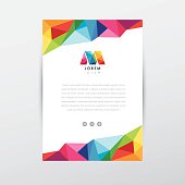 istock colorful low poly flyer design template letterhead with letter m 515708711