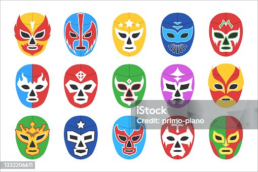 istock Colorful lucha libre mask for wrestling show isolated set 1332206611