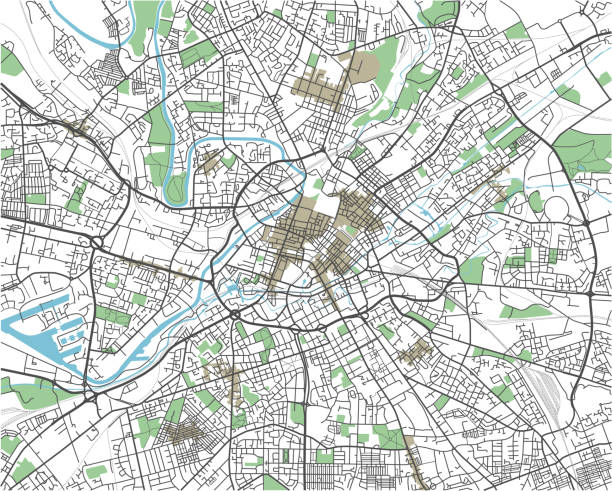 renkli manchester vektör şehir haritası - manchester united stock illustrations