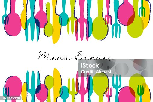 istock Colorful menu banner. Modern restaurant graphic. Business vector illustration. 1179639495