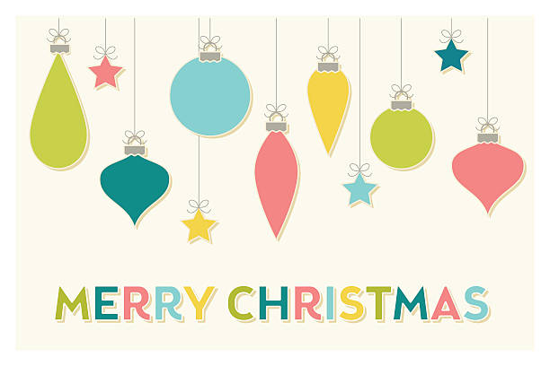 Colorful Merry Christmas Ornaments vector art illustration
