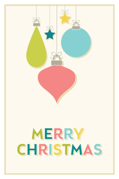 Colorful Merry Christmas Ornaments vector art illustration