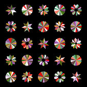 colorful mosaic floral pattern circle buttons collection