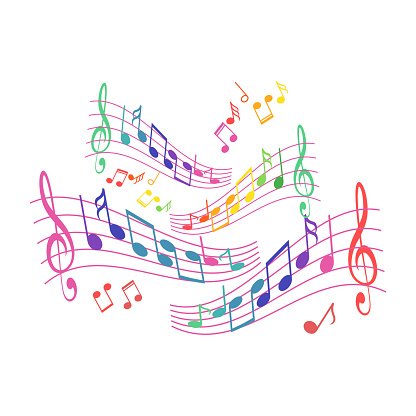 colorful music note. set of rainbow music note