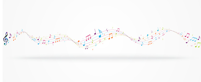 Colorful music notes background