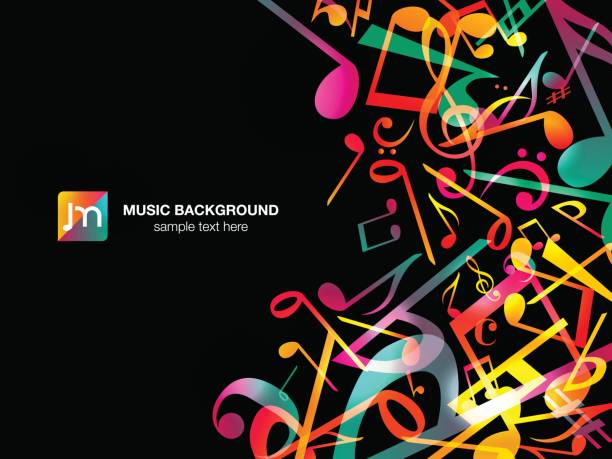 Colorful Music notes. Vector Illustration Abstract black background. Colorful Music notes. Vector Illustration Abstract black background. music symbols stock illustrations