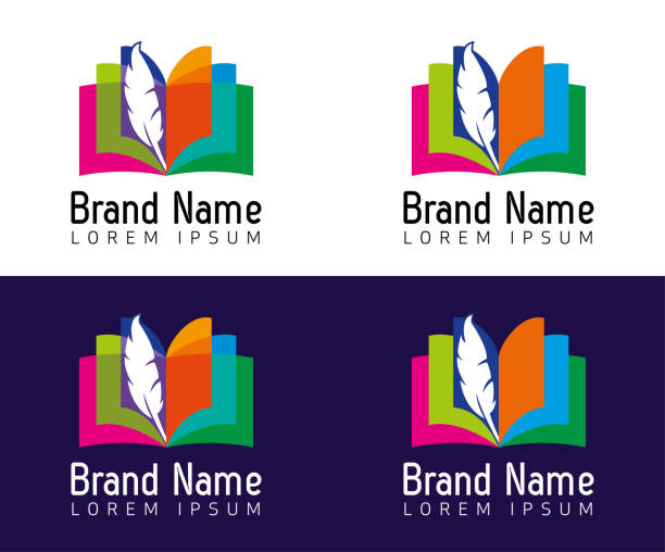 Colorful Open Book Brand Icon Symbol vector art illustration