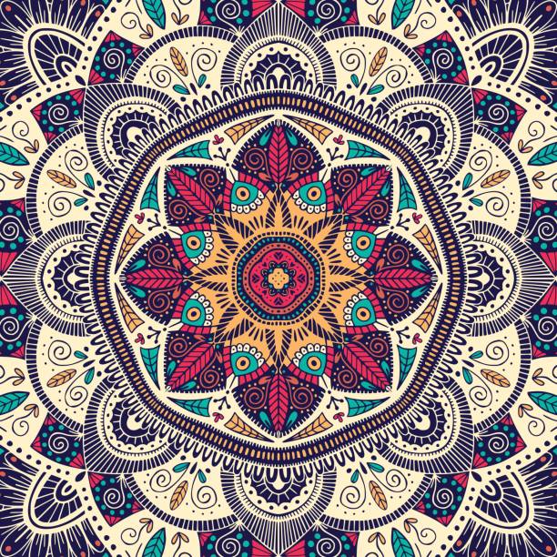 Colorful ornamental floral ethnic mandala, vector illustration vector art illustration