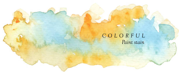 colorful paint stain colorful paint stain design watercolor background stock illustrations