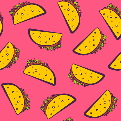 Download Colorful Pattern With Cute Cartoon Mexican Taco Stock ...