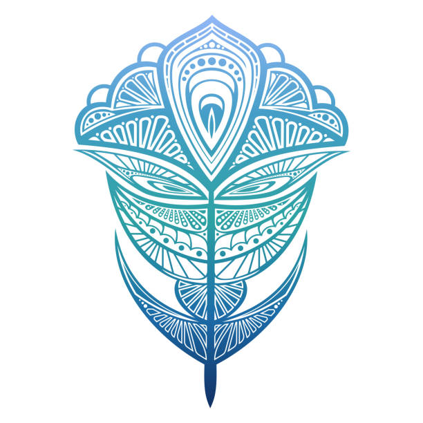 ilustrações de stock, clip art, desenhos animados e ícones de colorful peacock feather vector illustration. abtract feather for print, design, stickers - dragões olho