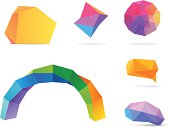 Vector Illustration of Colorful, Polygonal, Abstract Symbols and Elements With Transparency in eps10