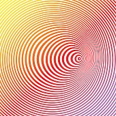Colorful Line art halftone pattern of concentric circles. Optical illusion, is it concave or convex