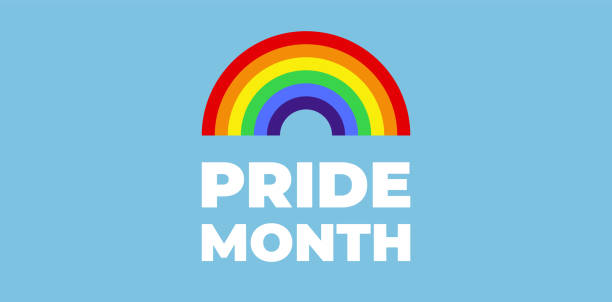 ilustraciones, imágenes clip art, dibujos animados e iconos de stock de colorido arco iris. mes del orgullo. bandera del orgullo lgbt. - pride month