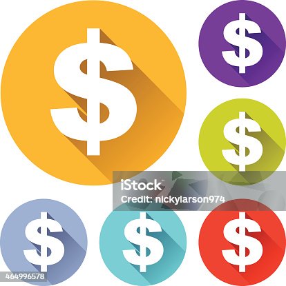 istock Colorful round icons with dollar sign 464996578