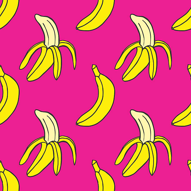 Colorful seamless pattern of bananas in pop art style Colorful seamless pattern of bananas in pop art style banana designs stock illustrations