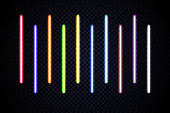 Colorful set of vivid laser rays. Vector illustration