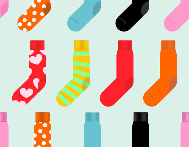 красочные носки бесшовный узор. вектор аксессуар одежды backg - странный stock illustrations