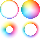 Colorful spectrum rainbow round frames set vector illustration.