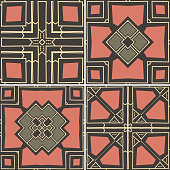 Colorful square ornaments plaid pattern
