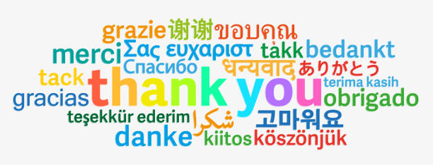 farklı dillerde renkli teşekkür ederim kelime bulutu - lisan stock illustrations