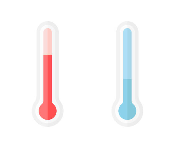 colorful thermometers icons in flat style, vector colorful thermometers icons in flat style, vector illustrarion thermometer stock illustrations
