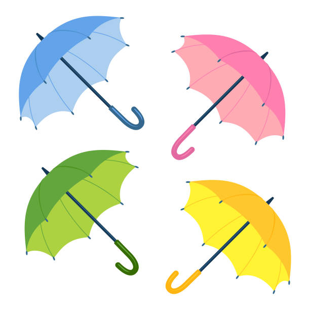 Colorful umbrellas Four colorful umbrellas isolated on a white background. umbrella stock illustrations