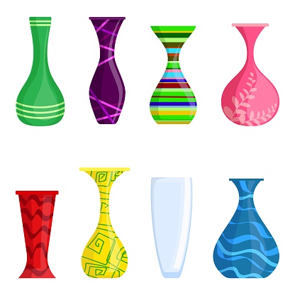 Colorful Vases Vector Set Isolated On White Background ...