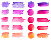 Colorful vector watercolor brush strokes. Rainbow colors watercolor paint stains vector banner backgrounds set.