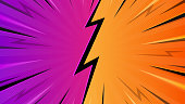 istock Colorful versus comic style background with lightning and halftone effect. 1335420509
