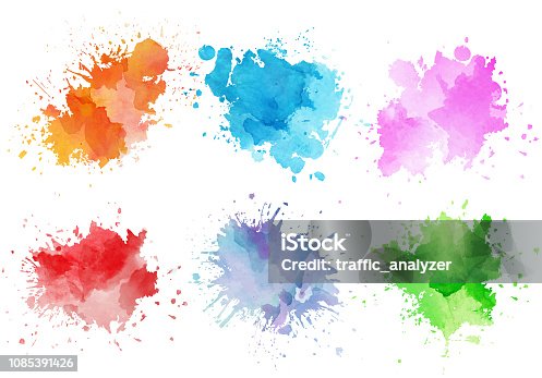 istock Colorful watercolor splashes 1085391426
