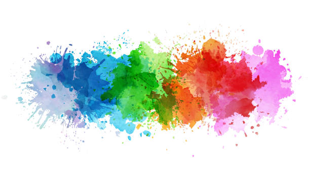 다채로운 수채화 밝아진 - 색상 묘사 stock illustrations
