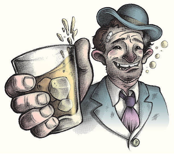 colorful Wino / Drunk this is the color version of the pencil drawing i had previously did as a black and white illustration. all color can be manipulate as pleased. sure go ahead and make that drink absent if you like hiccup stock illustrations