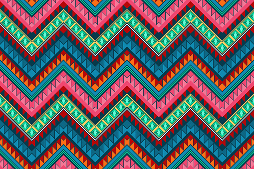 colorful zigzag vintage Aztec ethnic geometric oriental seamless traditional pattern. design for background, carpet, wallpaper backdrop, clothing, wrapping, batik, fabric. embroidery style.